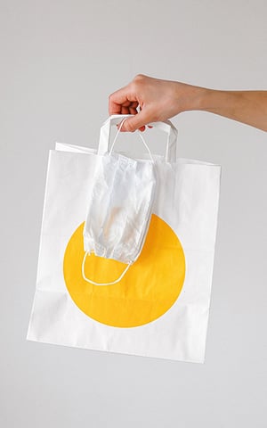 Shopping bag and COVID-19 mask